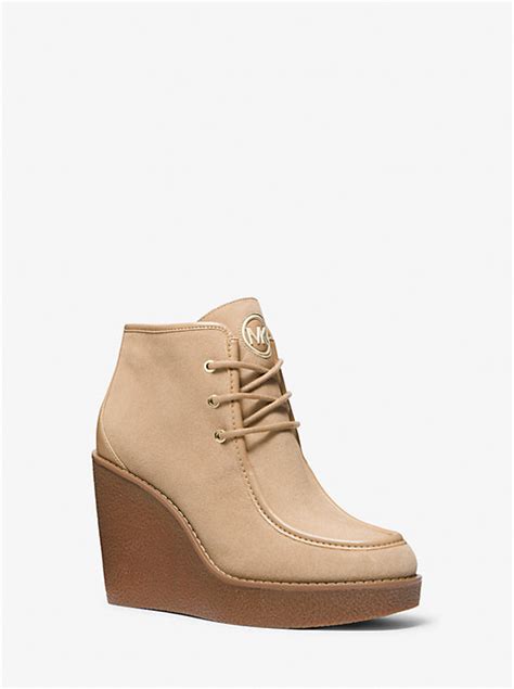 michael kors suede wedge boots|michael kors adjustable buckle boots.